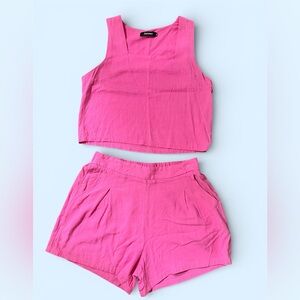 Automet Pink Sleeveless Top and Shorts Set